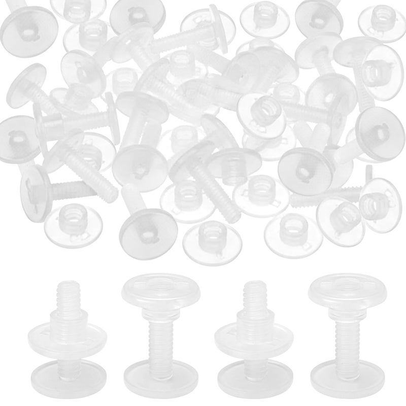 KH866 20 Sets 8mm Chicago Screws Plastic Screw Binding Post Rivets for Leather Belt Scrapbook Photo Albums Clear - Image 1